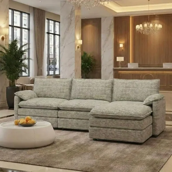 108 Large L-Shaped Sectional Sofa with Ottoman