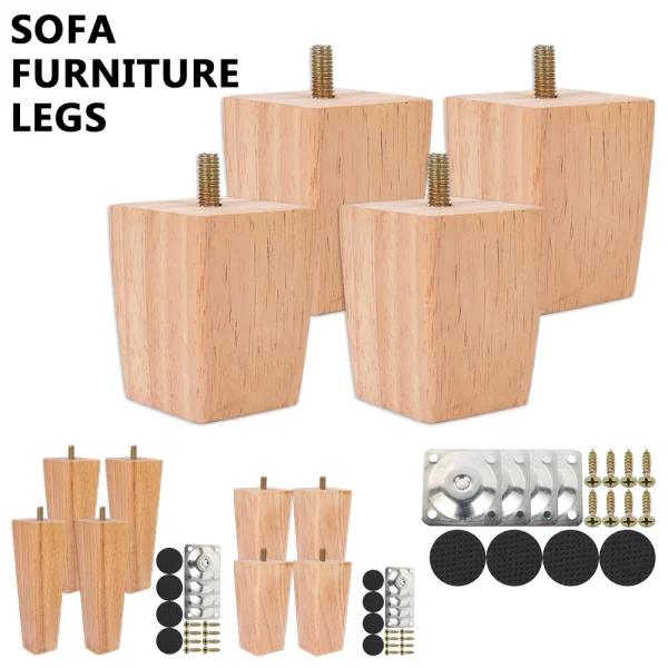 4Pcs 6/10/15cm Solid Wood Furniture Feet