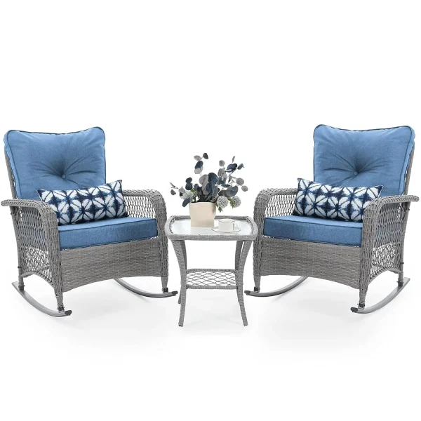 3 Piece Wicker Rocking Bistro Set